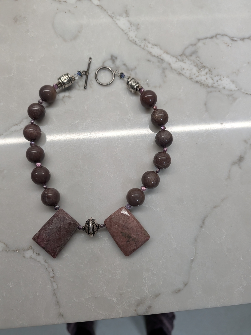 Handcrafted Purple Jasper Beaded Necklace - Unbranded
